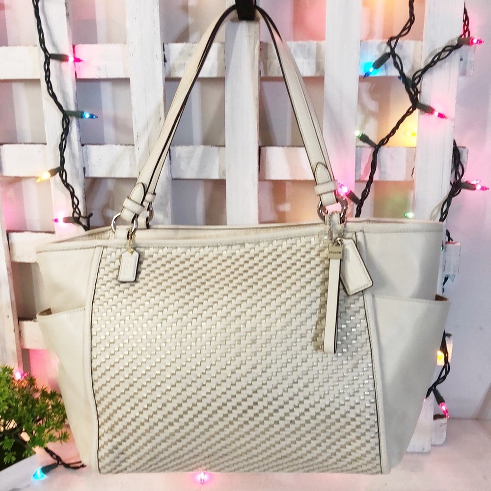 Vintage Coach Park Woven Top Zip Tote Bag # F31285  NWT